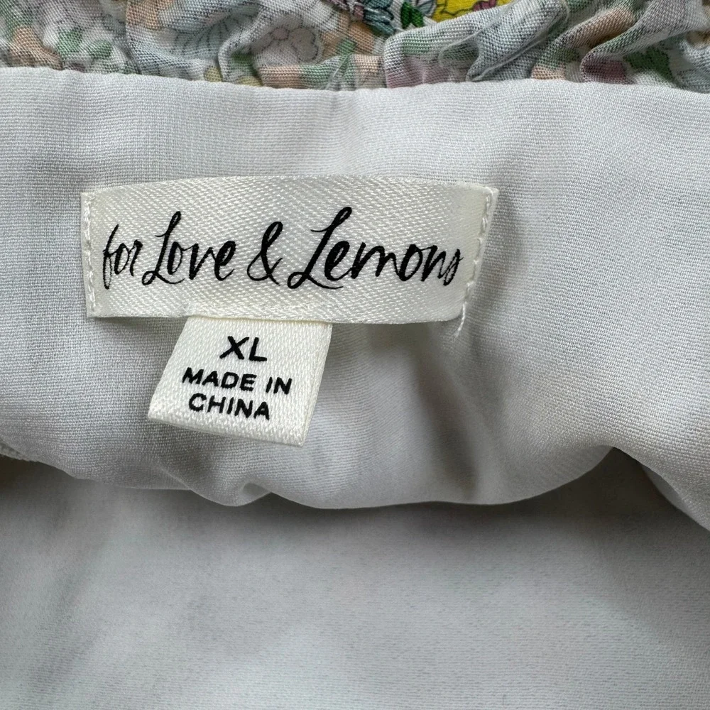 For Love & Lemons Womens Skirt Floral Ruched Ruffle Mini Multi XL Ruched Cotton